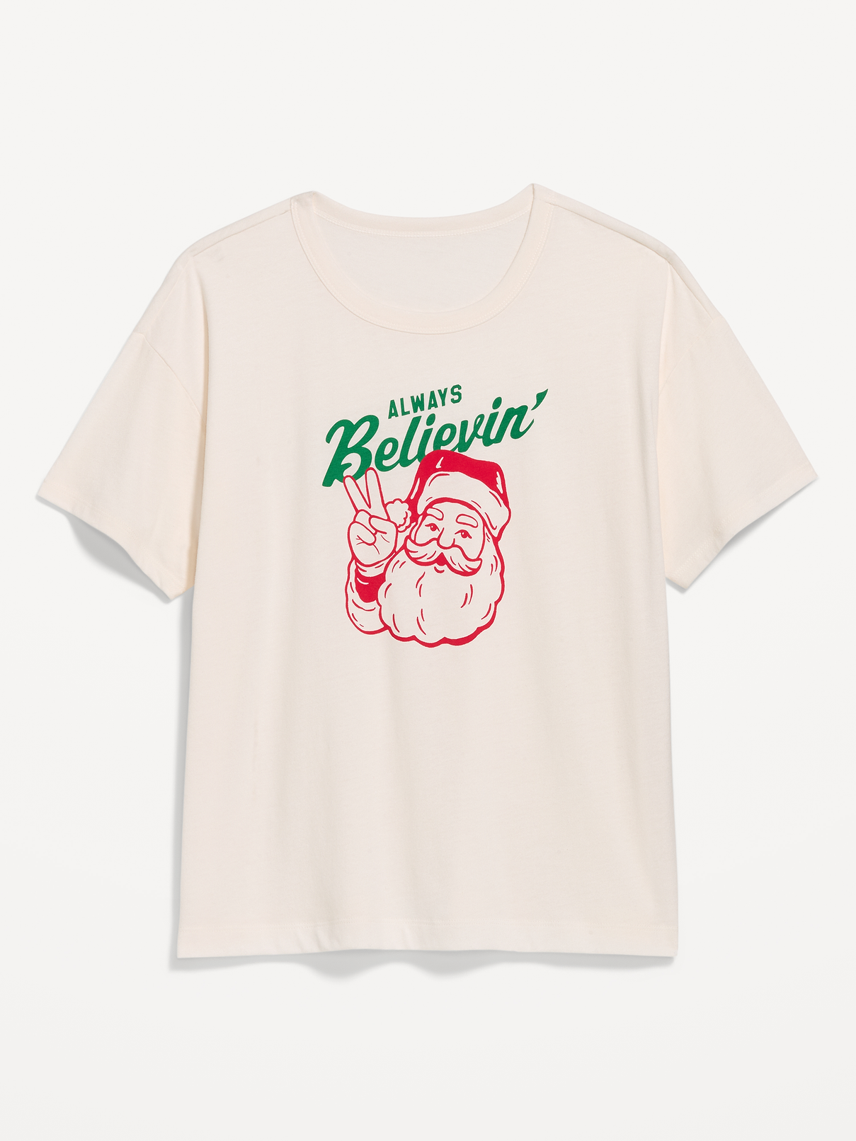 Image 1 of 2, rib-knit crew neck, short sleeves, graphic at front, Product #910769