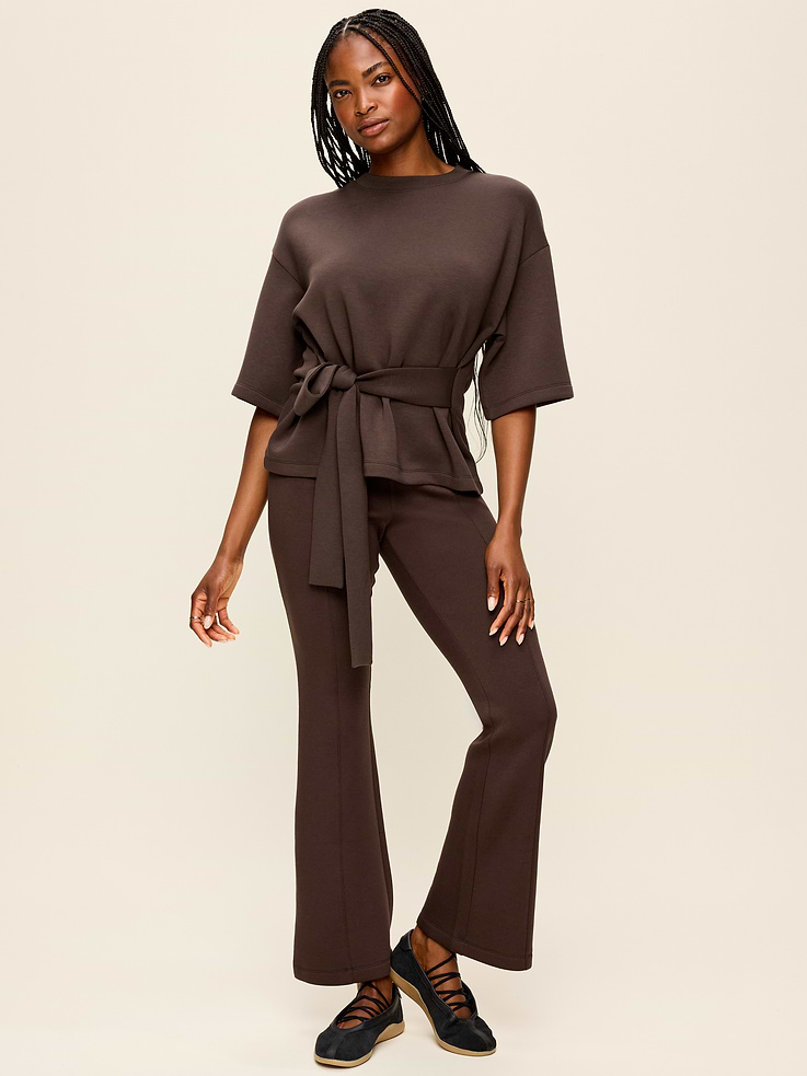 Image number 2 showing, High-Waisted Bounce Fleece Flare-Leg Sweatpants