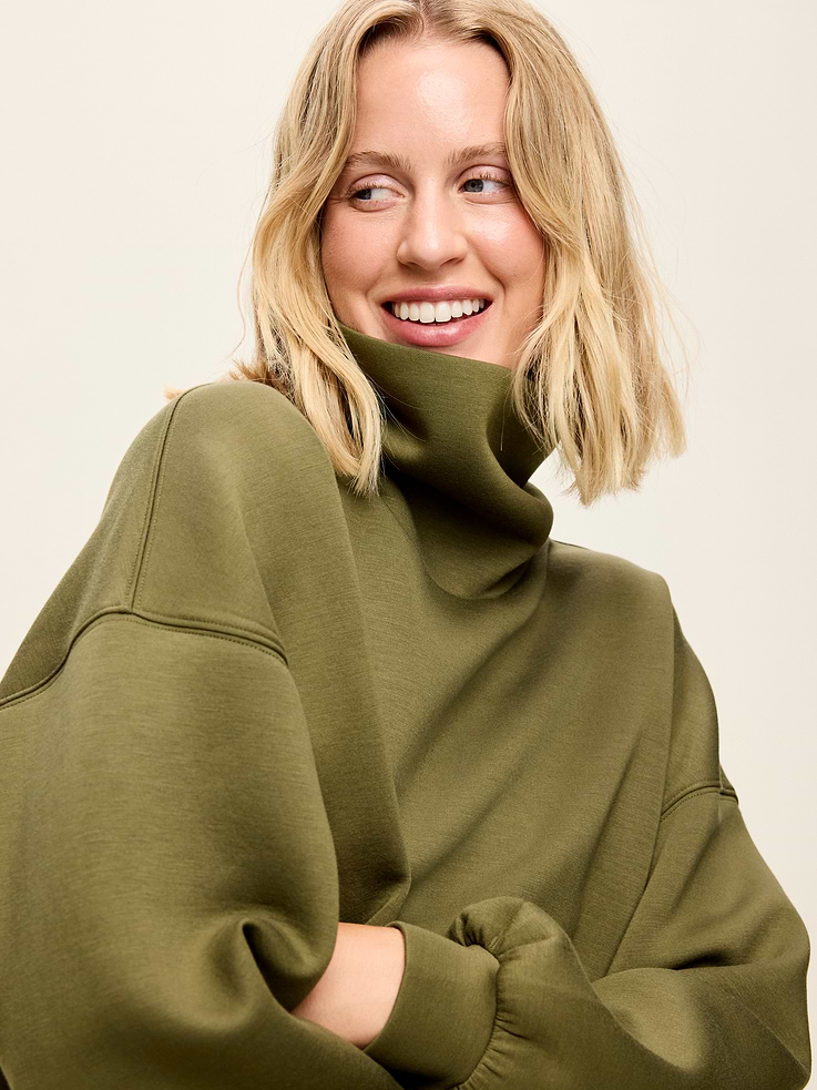 Image 4 of 5, Oversized Bounce Fleece Funnel-Neck Tunic