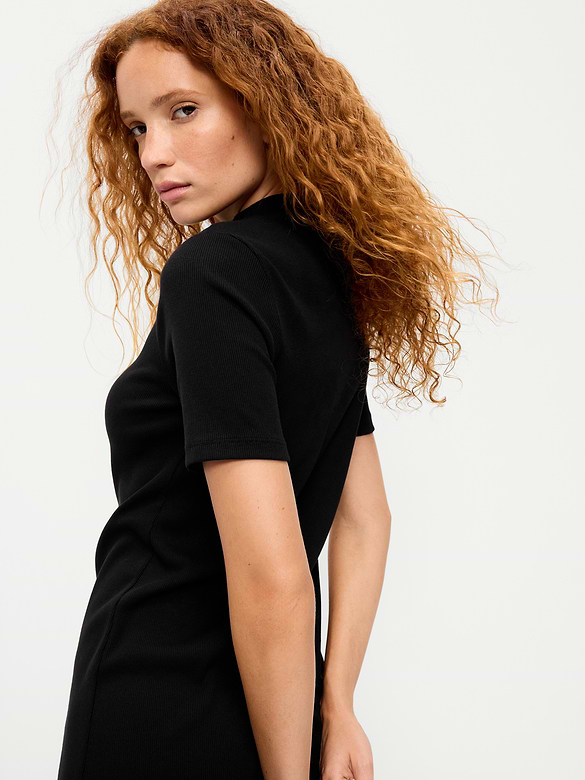 Snug Mock-Neck Bodycon Mini Dress