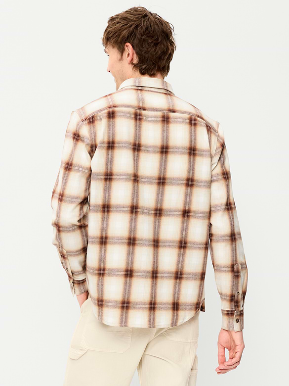 Relaxed Long-Sleeve Plaid Flannel Pocket Shirt
