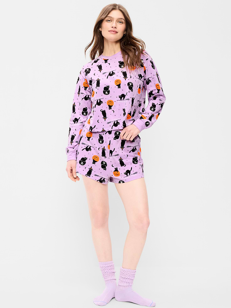 L'image numéro 1 présente Pyjama court à motif d’Halloween pour femme