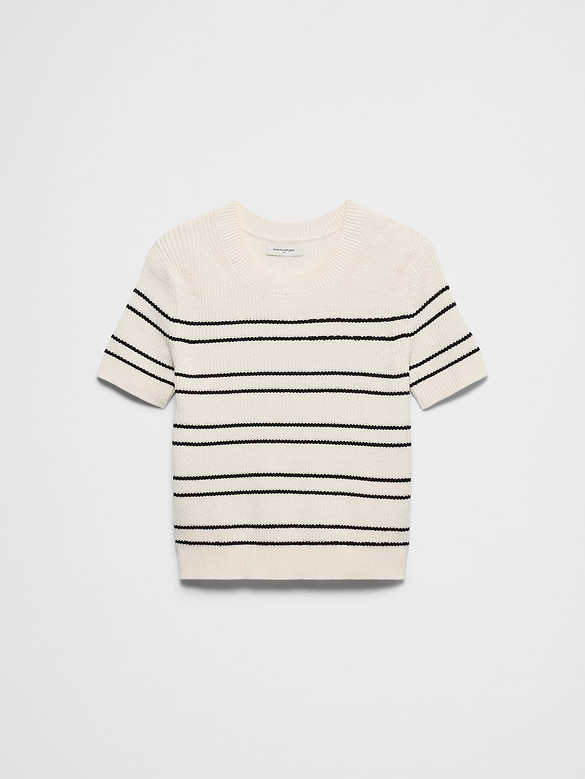 Cotton Striped Ribbed Textured Sweater