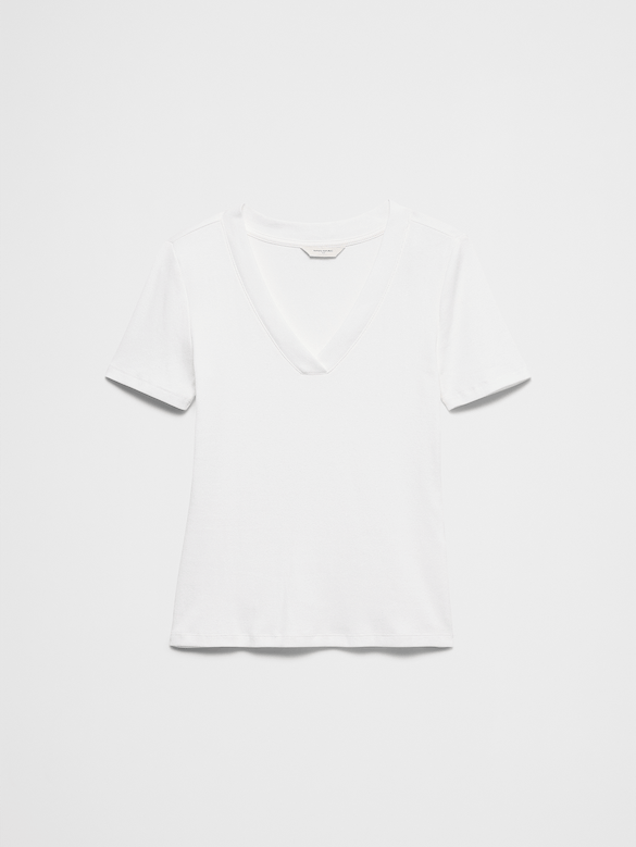 Ribbed V-Neck T-Shirt