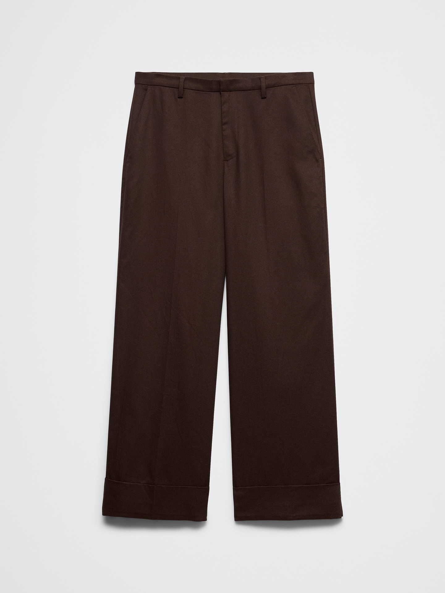 Image number 6 showing, Wide-Leg Mid-Rise Drapey Twill Cuffed Pant