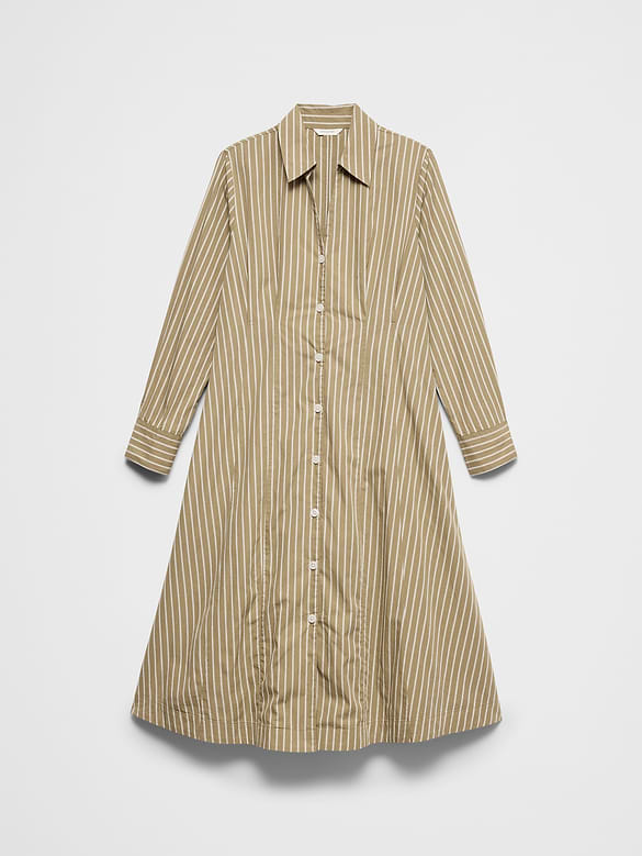 Seamed-Waist Midi Shirtdress
