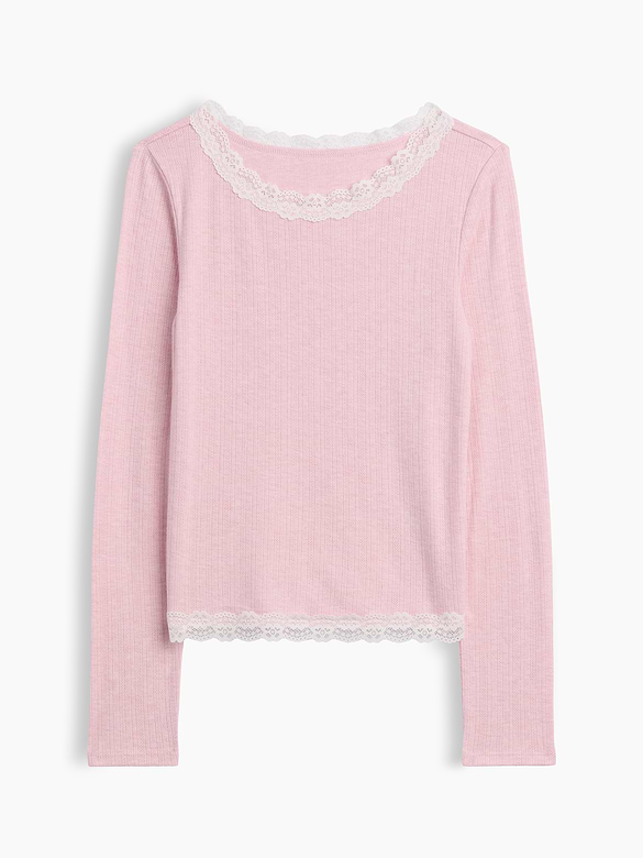 Kids Pointelle Lace-Trim Top