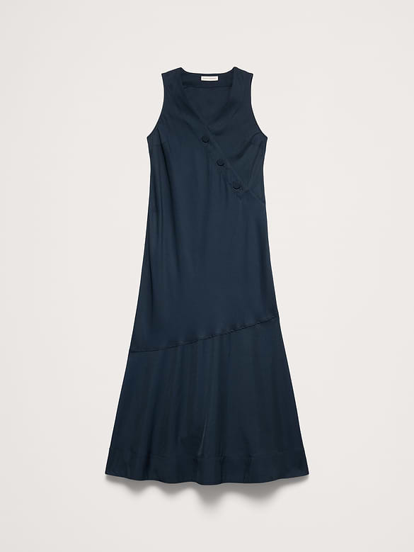 Robe mi-longue boutonnée en viscose