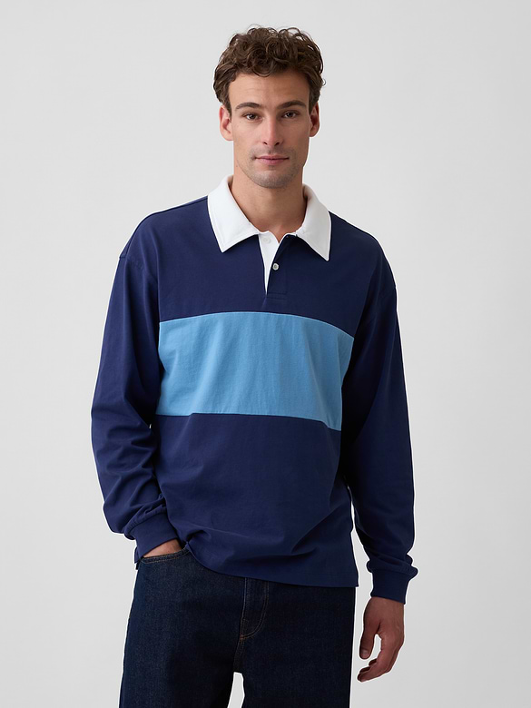 Boxy Colorblock Rugby Polo Shirt