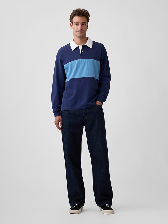 Boxy Colorblock Rugby Polo Shirt