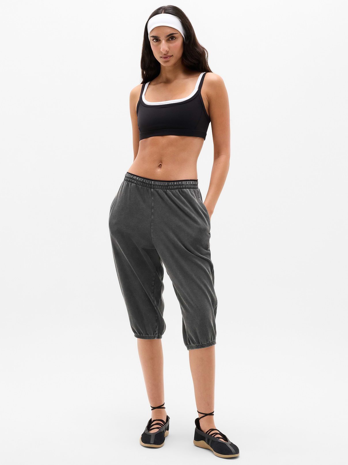 Airy Cotton Terry Snow Wash Capri