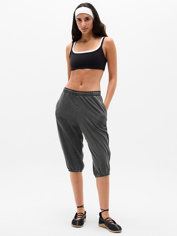 Airy Cotton Terry Snow Wash Capri