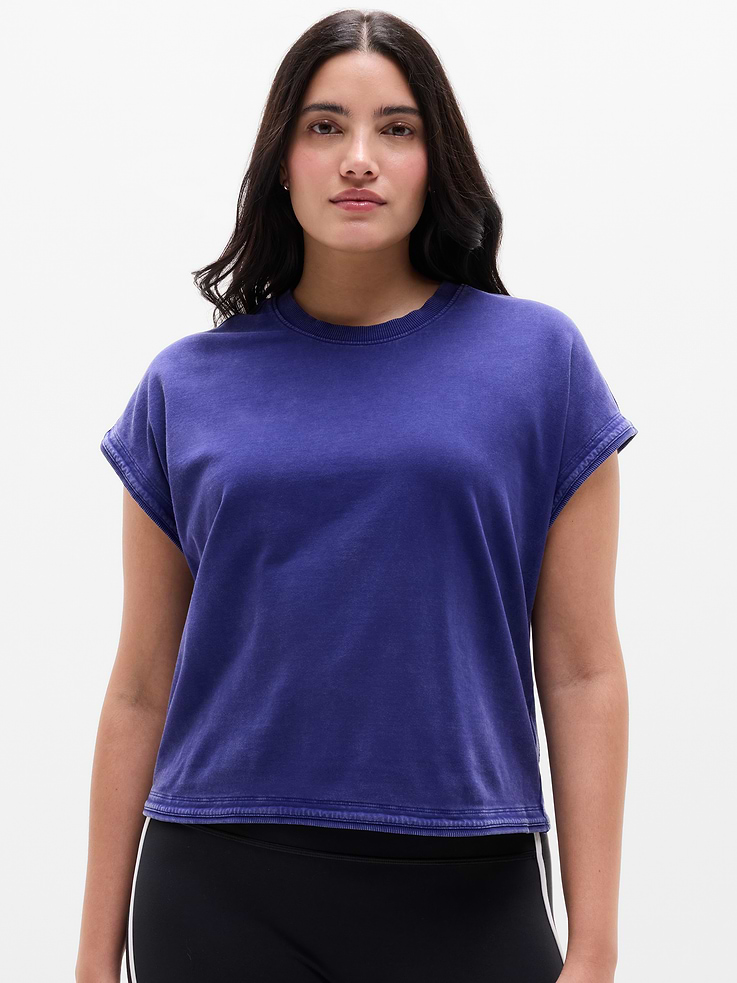 Image number 1 showing, Airy Cotton Terry Snow Wash Sweatshirt Tee