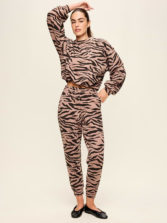 Pantalon de jogging en molleton raffiné à taille haute