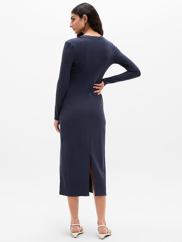 Signature Rib Long Sleeve Maxi Dress