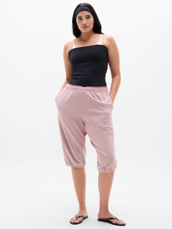 Airy Cotton Terry Snow Wash Capri
