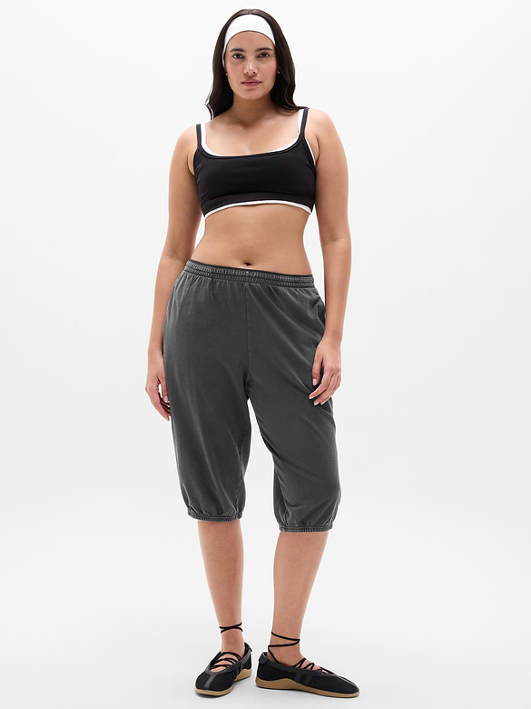 Airy Cotton Terry Snow Wash Capri