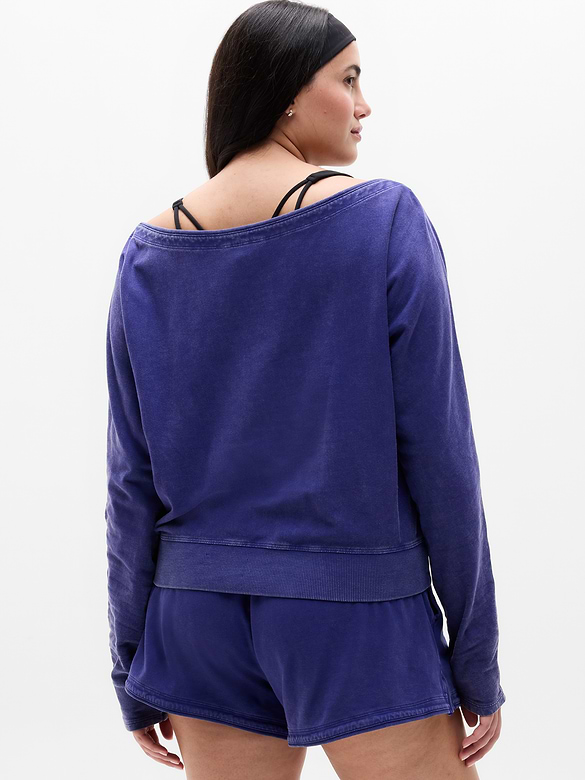 Airy Cotton Terry Snow Wash Boat Neck Sweatshirt