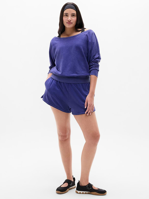 Airy Cotton Terry Snow Wash Boat Neck Sweatshirt