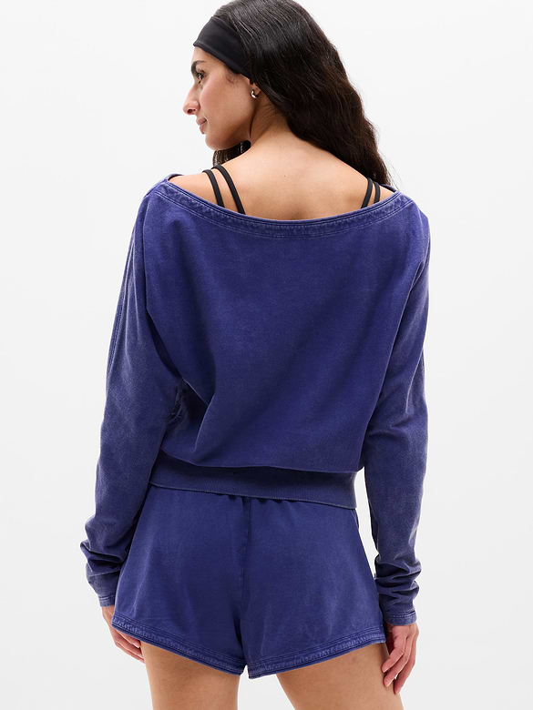 Airy Cotton Terry Snow Wash Boat Neck Sweatshirt