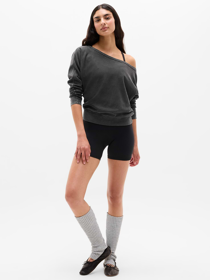 Image number 2 showing, Airy Cotton Terry Snow Wash Boat Neck Sweatshirt