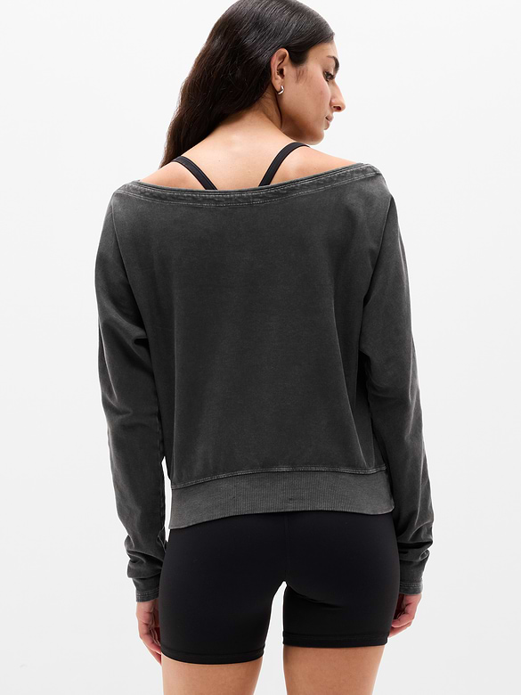 Airy Cotton Terry Snow Wash Boat Neck Sweatshirt