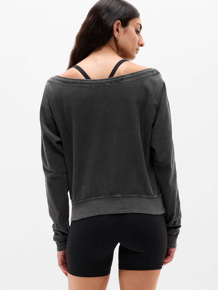 Image number 3 showing, Airy Cotton Terry Snow Wash Boat Neck Sweatshirt