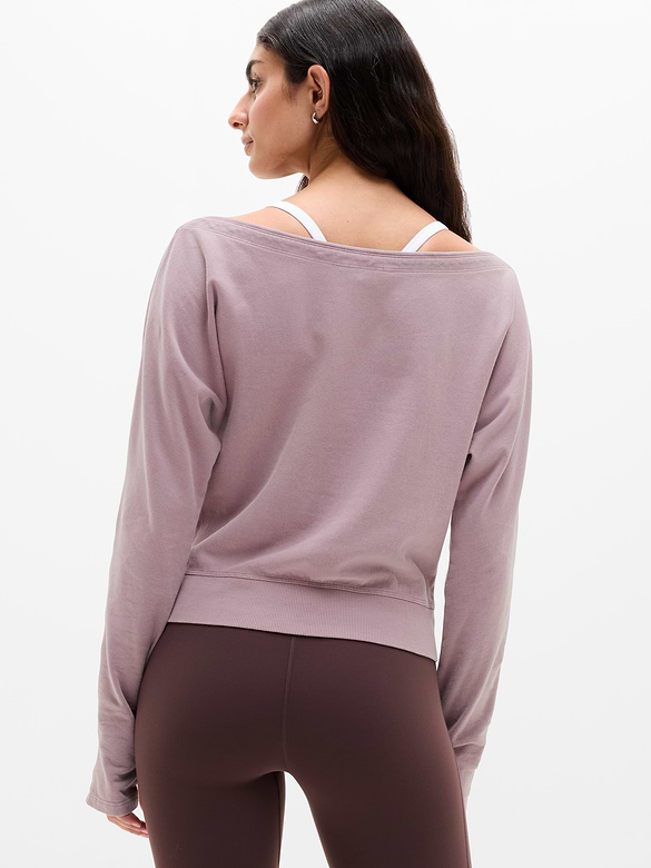 Airy Cotton Terry Snow Wash Boat Neck Sweatshirt