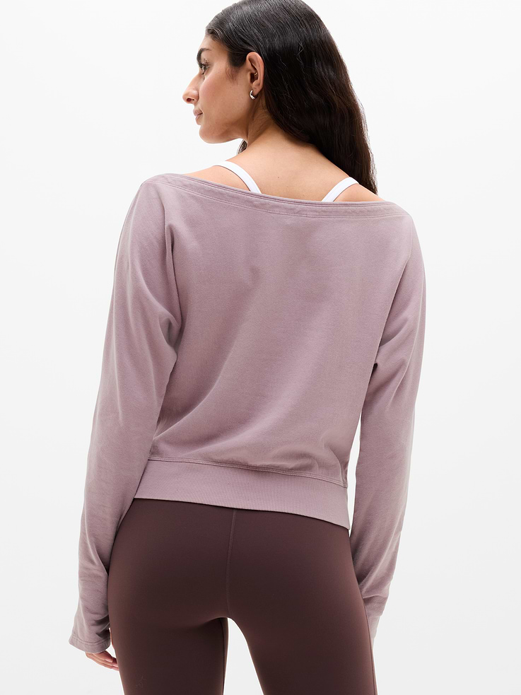 Image number 3 showing, Airy Cotton Terry Snow Wash Boat Neck Sweatshirt