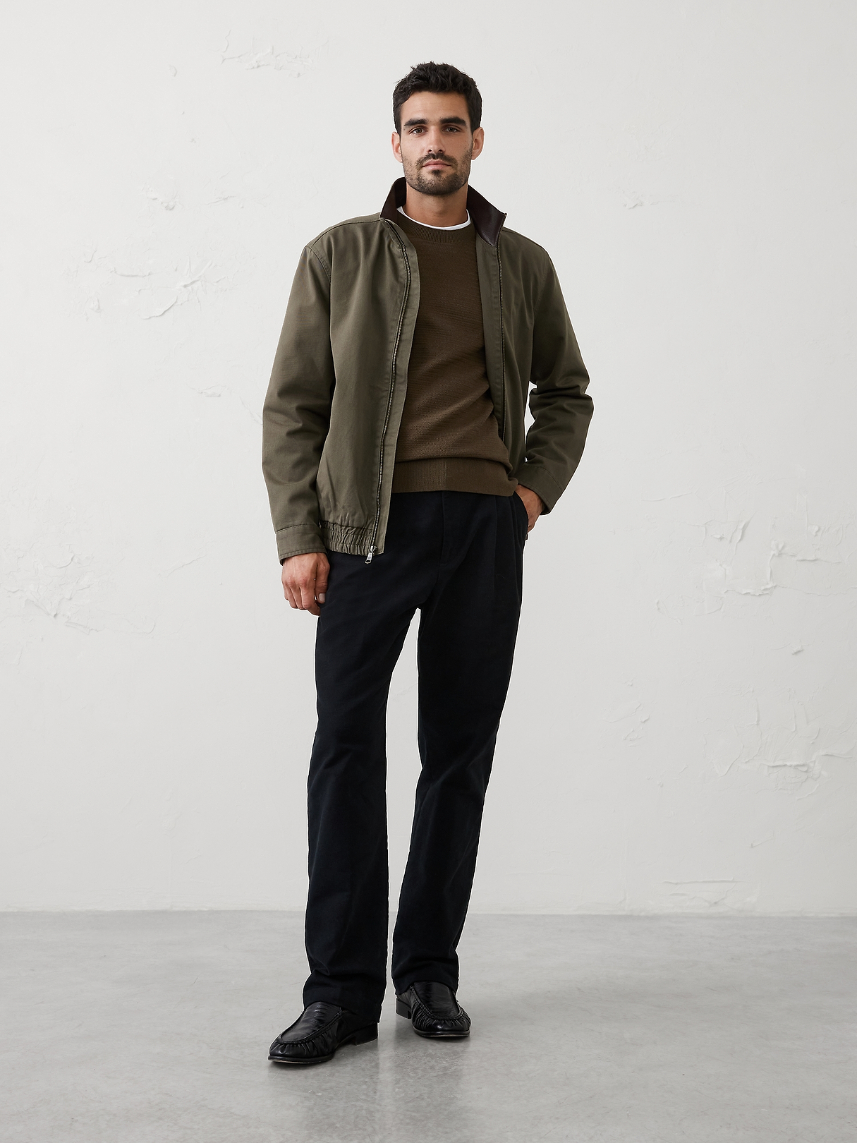 Peached Cotton Zip Jacket | Banana Republic Factory