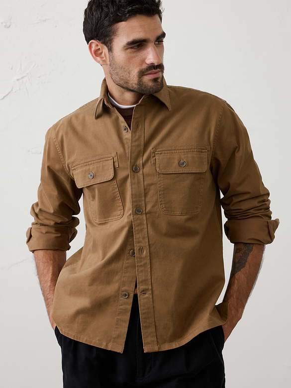 Standard-Fit Heritage Cotton Twill Overshirt