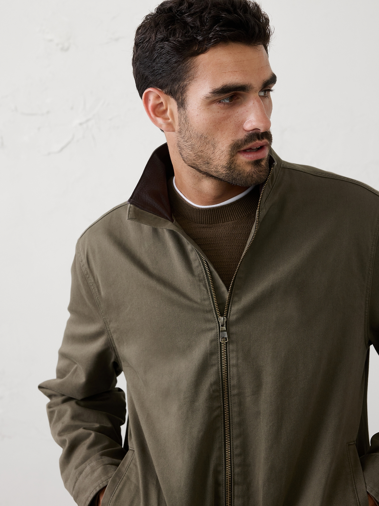 Peached Cotton Zip Jacket | Banana Republic Factory