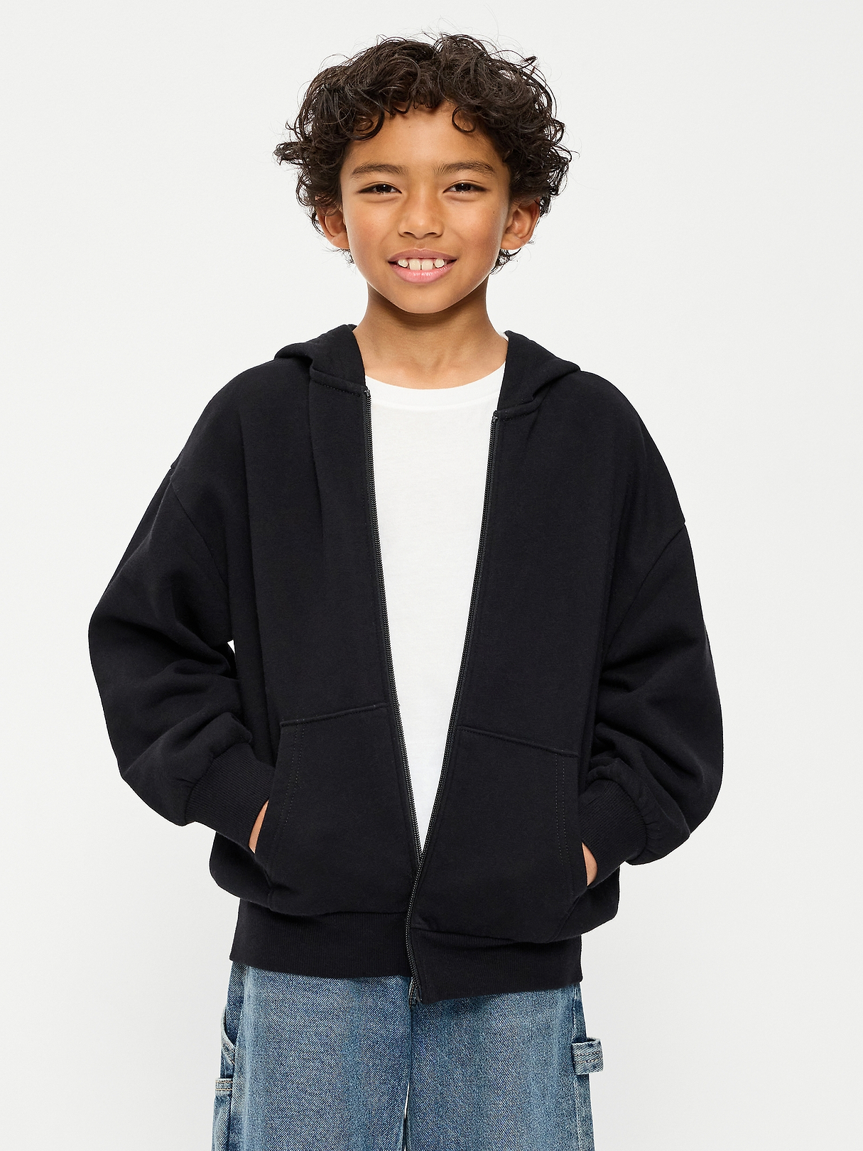 Opticalstar zip up hoodie ネイビー Oversized Zip Hoodie for Boys | Old Navy