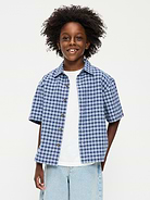 Image number 1 showing, Short-Sleeve Boxy Cropped Textured Shirt for Boys