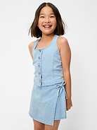 Image number 3 showing, Wrap-Front Denim Skort for Girls