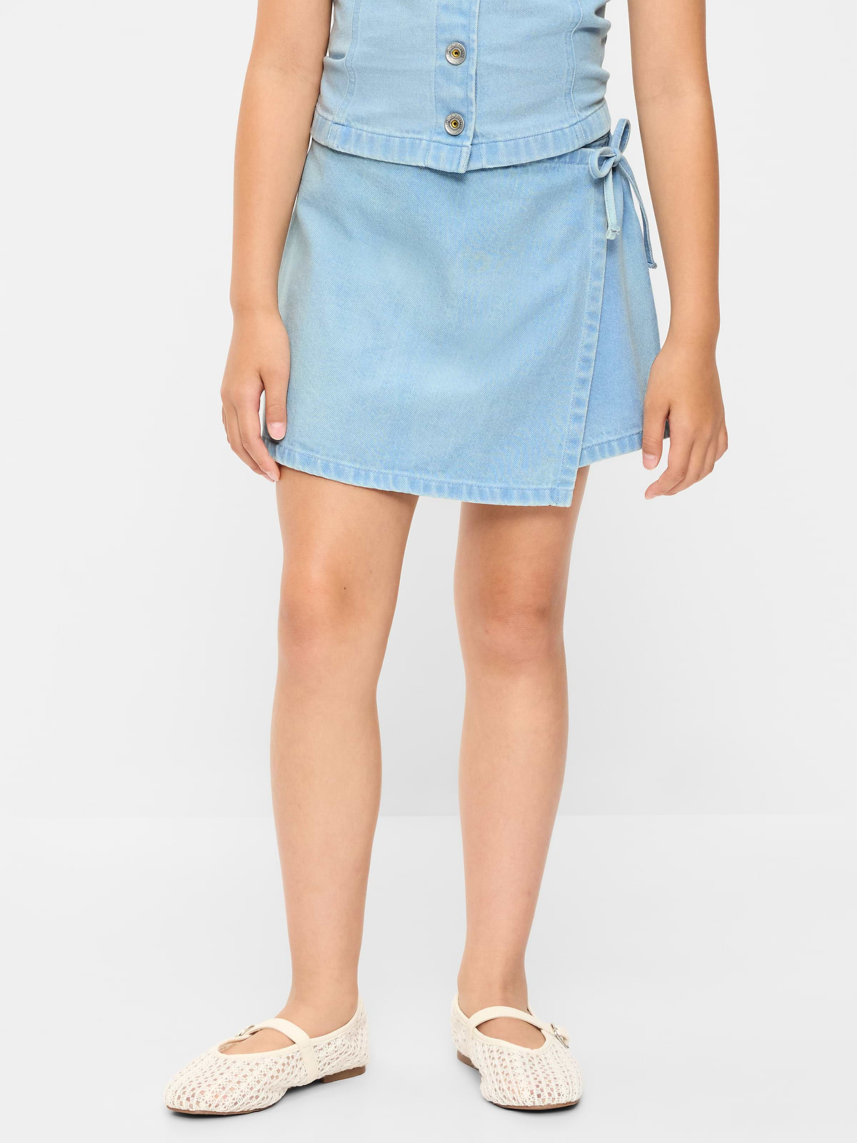 Wrap-Front Denim Skort for Girls
