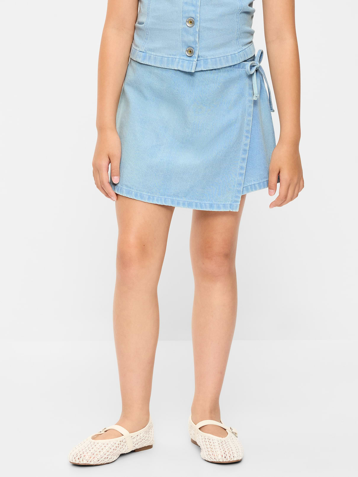 Image number 1 showing, Wrap-Front Denim Skort for Girls