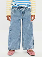 Image number 2 showing, High-Waisted Baggy Wide-Leg Pull-On Jeans for Toddler Girls