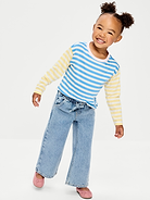 Image number 1 showing, High-Waisted Baggy Wide-Leg Pull-On Jeans for Toddler Girls