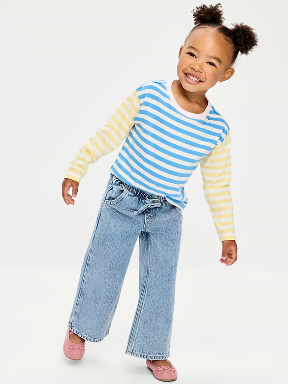 High-Waisted Baggy Wide-Leg Pull-On Jeans for Toddler Girls
