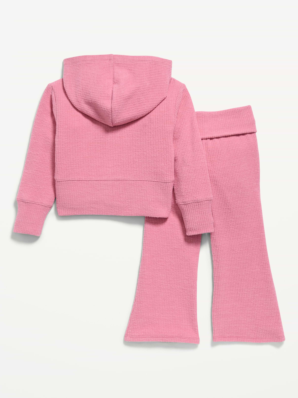 Image 2 of 4, Cozy Ribbed Hoodie and Flared Pants Set for Toddler Girls