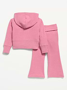 Image 2 of 4, Cozy Ribbed Hoodie and Flared Pants Set for Toddler Girls