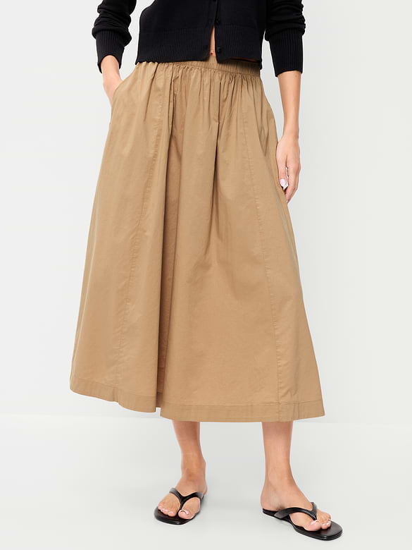 Poplin Midi Skirt