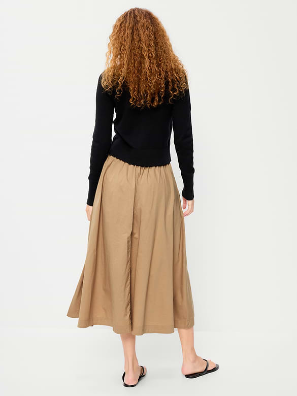 Poplin Midi Skirt