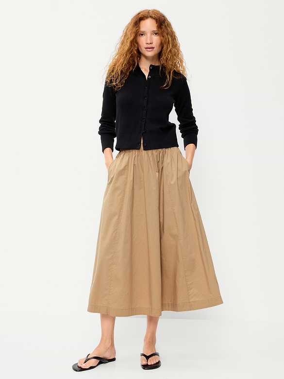 Poplin Midi Skirt