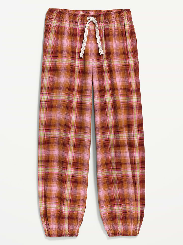 Image 4 of 7, Cinched Flannel Balloon Pants