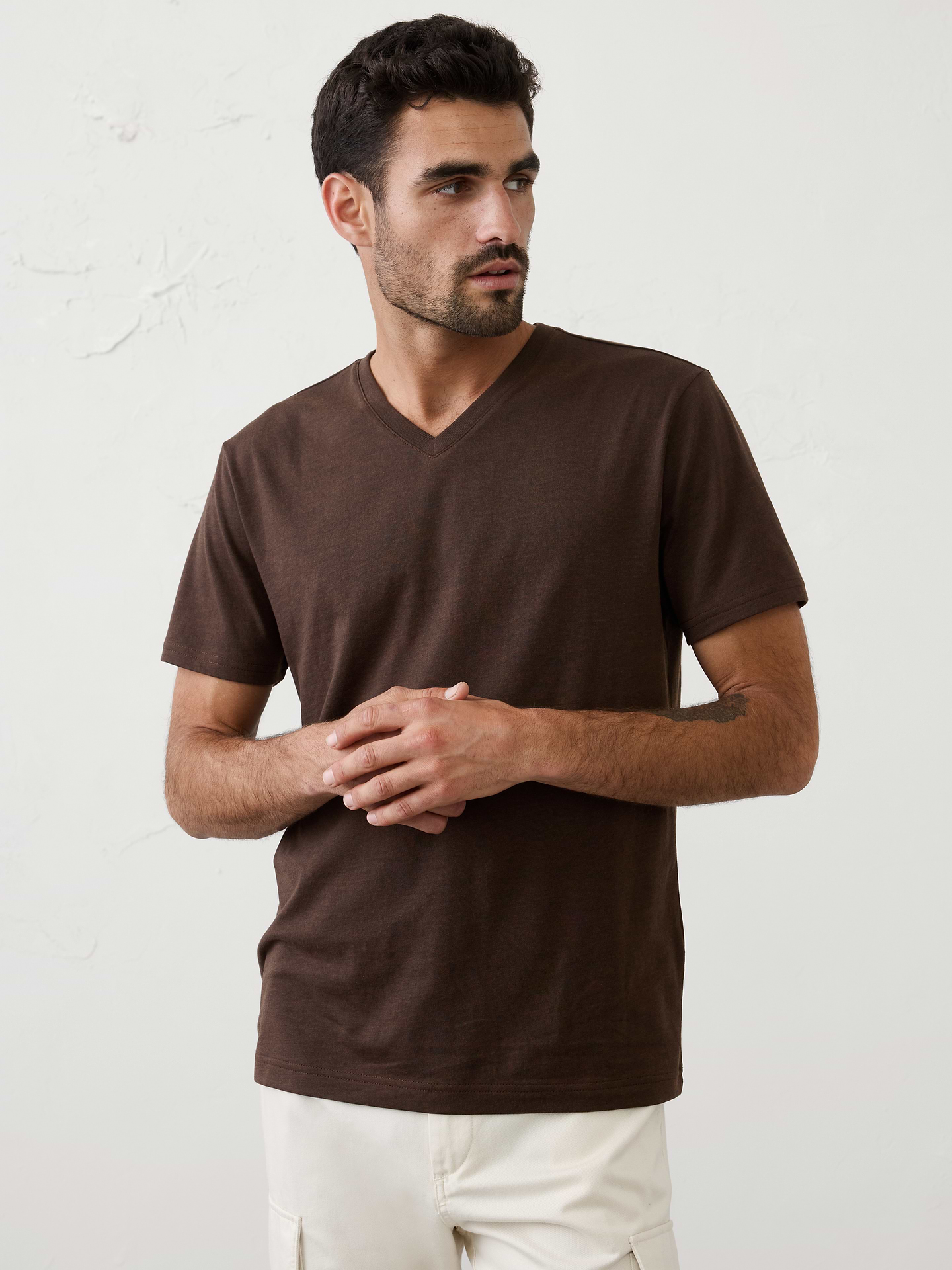Image number 1 showing, Standard-Fit Premium Wash V-Neck Shirt
