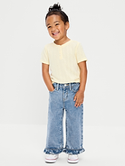 L'image numéro 1 présente Jean coupe très généreuse jambe large à taille haute et à volants pour fille