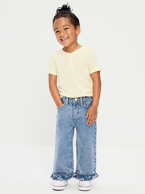 High High-Waisted Super Baggy Ruffled Wide-Leg Jeans for Girls on clearance at Old Navy — 40% off