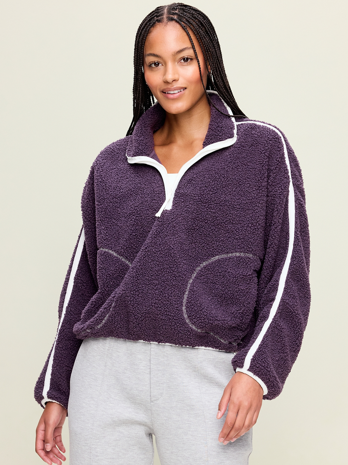 Loose Sherpa Quarter-Zip Pullover | Old Navy